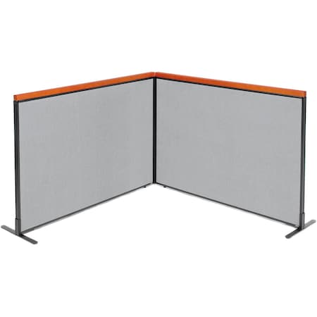 Interion By Global Industrial Interion Deluxe Freestanding 2-Panel Corner Room Divider, 60-1/4inW x 43-1/2inH, Gray 695156GY